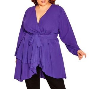Purple wrap ruffle top